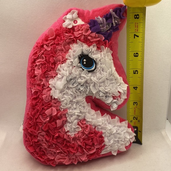 Plush Craft Plush Pink White Unicorn Pillow Decor 8" - Picture 8 of 9